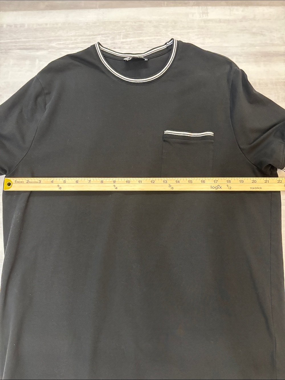 Express Black Short-Sleeve Pocket Tee with White Trim - Picture 5 of 6